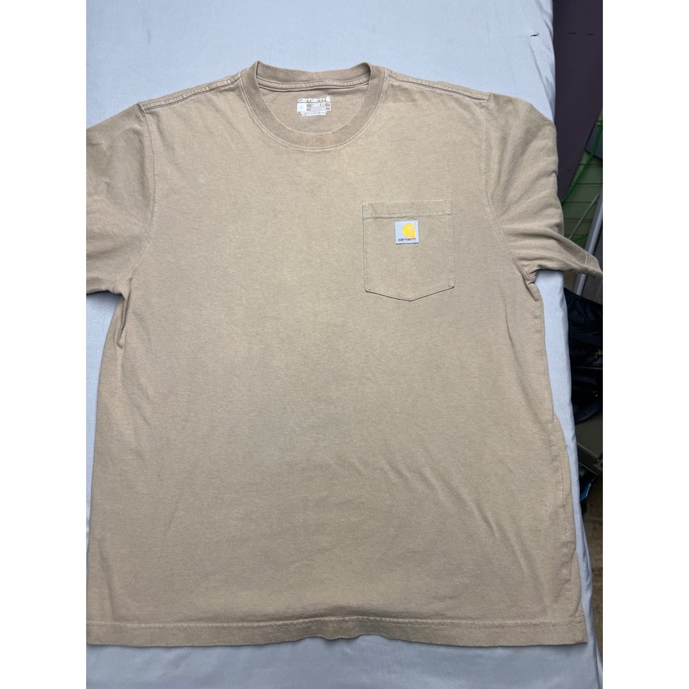 Carhartt K87 Loose Fit Pocket T-Shirt Mens Large Tan Desert Short Sleeve Cotton